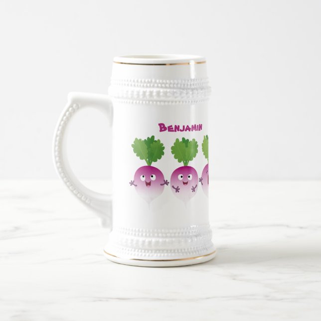 Niedliches Gemüsetrio mit Cartoon Bierglas (Links)
