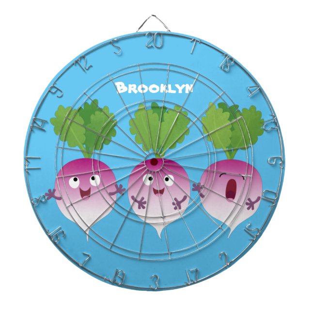 Niedliches Gemüsetrio mit Cartoon Dartscheibe (vorne)