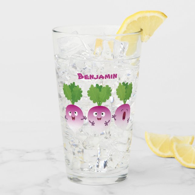 Niedliches Gemüsetrio mit Cartoon Glas (Rückseite Ice)