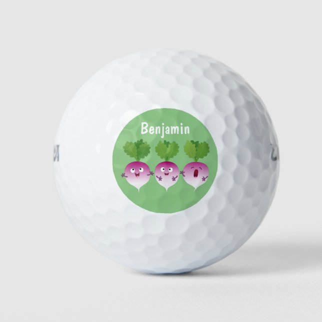 Niedliches Gemüsetrio mit Cartoon Golfball (Vorderseite)
