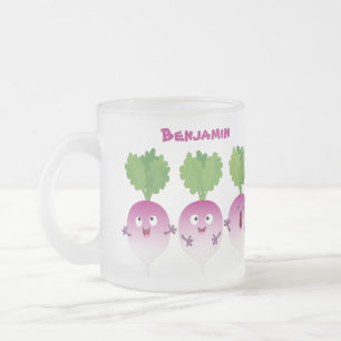 Niedliches Gemüsetrio mit Cartoon Mattglastasse