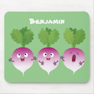 Niedliches Gemüsetrio mit Cartoon Mousepad