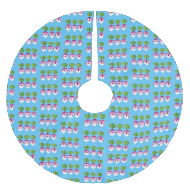 Niedliches Gemüsetrio mit Cartoon Polyester Weihnachtsbaumdecke (Vorderseite)