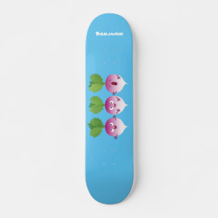 Niedliches Gemüsetrio mit Cartoon Skateboard