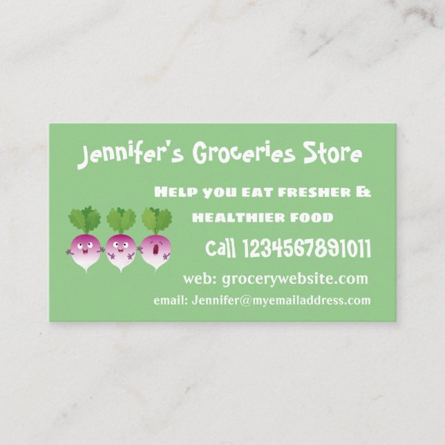 Niedliches Gemüsetrio mit Cartoon Visitenkarte (Vorderseite)