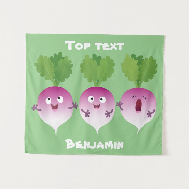 Niedliches Gemüsetrio mit Cartoon Wandteppich (Vorderseite (Horizontal))