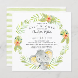 Niedliches Gender Neutral Dschungel Elephant Babyd Einladung