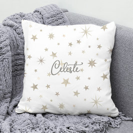 Niedliches Gender Neutral White Silver Star Elegan Kissen