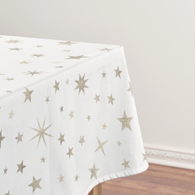 Niedliches Gender Neutral White Silver Star Elegan Tischdecke (Beispiel)