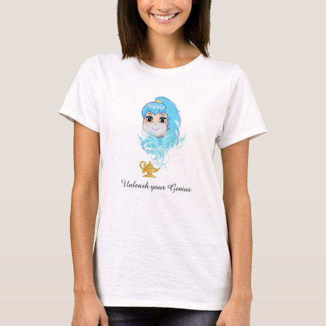 Niedliches Genie in hellblau und magischer Lampe T-Shirt (Vorderseite)