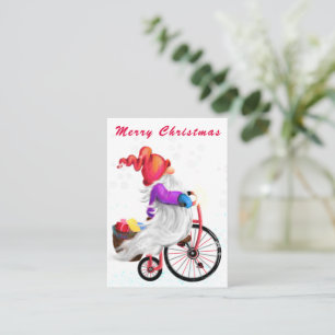 Niedliches Genom mit Bike Weihnachtskarte Mitteilungskarte