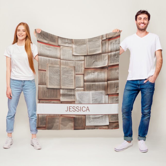Niedliches Geöffnetes Buchmuster Personalisiert Fleecedecke (Beispiel)
