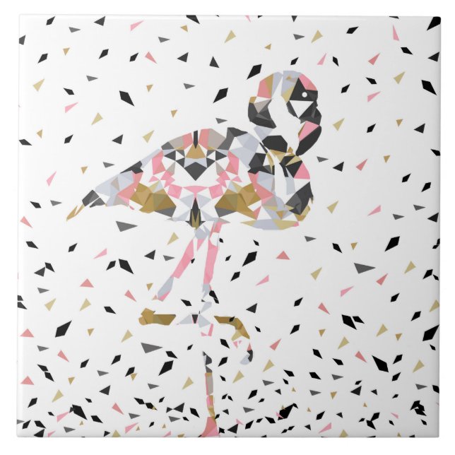 Niedliches geometrisches Flamingo abstraktes Desig Fliese (Vorderseite)