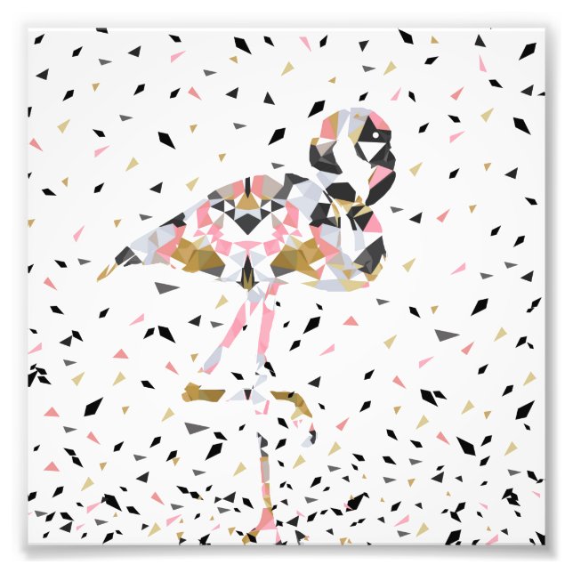 Niedliches geometrisches Flamingo abstraktes Desig Fotodruck (Vorne)