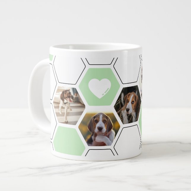 Niedliches geometrisches Foto für grünen Hund Jumbo-Tasse (Vorderseite Links)
