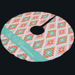 Niedliches geometrisches Muster, Aquamarin und ros Polyester Weihnachtsbaumdecke<br><div class="desc">Personalisiertes Niedliches geometrisches Diamantmuster im Aquamarinen und rosa Weihnachtsbaumrock</div>