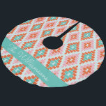 Niedliches geometrisches Muster, Aquamarin und ros Polyester Weihnachtsbaumdecke<br><div class="desc">Personalisiertes Niedliches geometrisches Diamantmuster im Aquamarinen und rosa Weihnachtsbaumrock</div>
