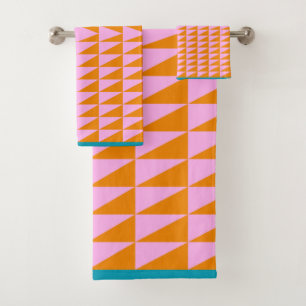 Niedliches geometrisches Muster Rosa Orange Türki Badhandtuch Set