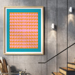 Niedliches geometrisches Muster Rosa Orange Türkis Poster<br><div class="desc">Ein lustiges,  buntes,  geometrisches Dreieck Muster grafisches Design in hellen Farben von türkisblau,  orange und pink.</div>