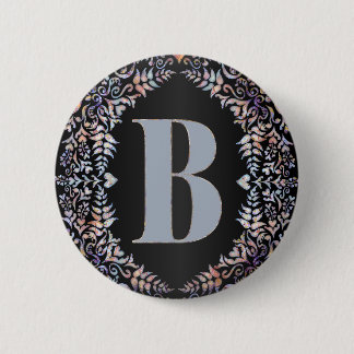 Niedliches Gerahmtes Herz und Blumenschreiben B Button
