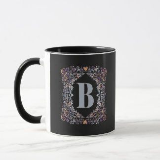 Niedliches Gerahmtes Herz und Blumenschreiben B Tasse