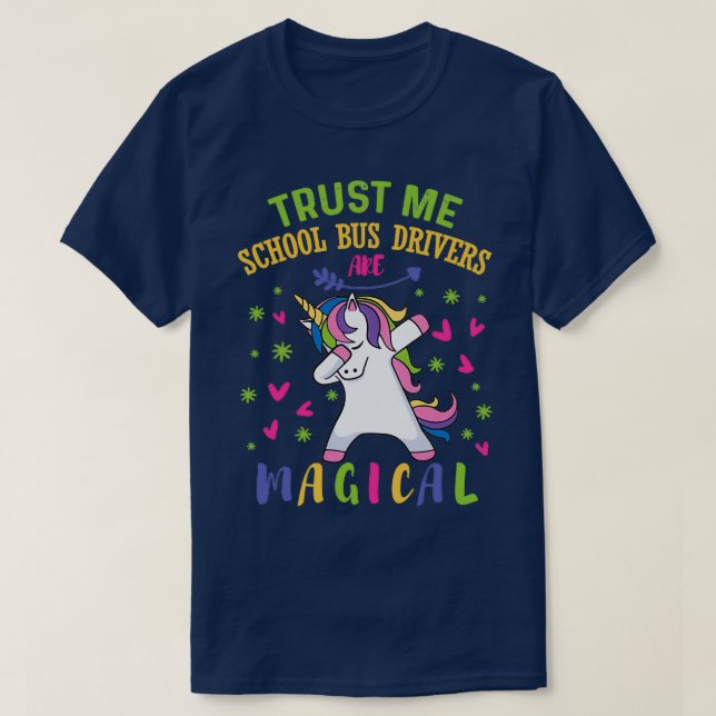 Niedliches Geschenk für Busfahrer der Unicorn-Schu T-Shirt (Design vorne)