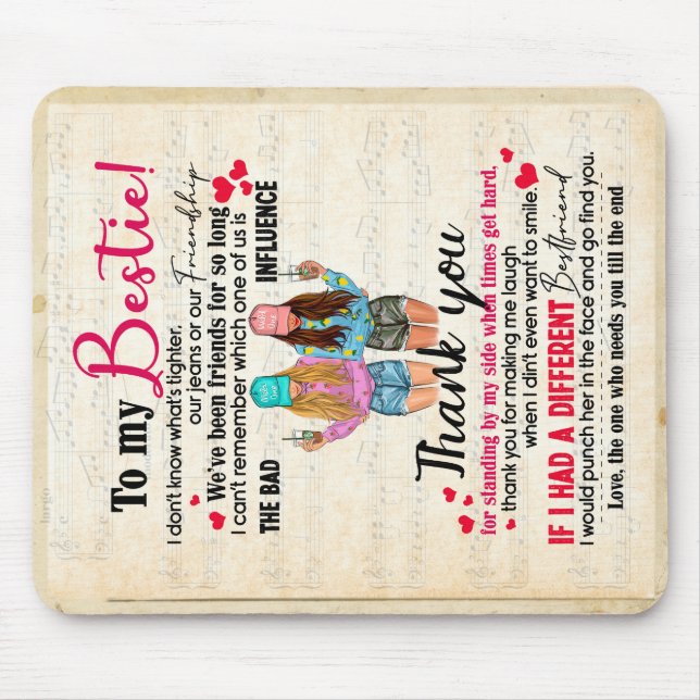 Niedliches Geschenk für den besten Freund, Abendge Mousepad (Vorne)