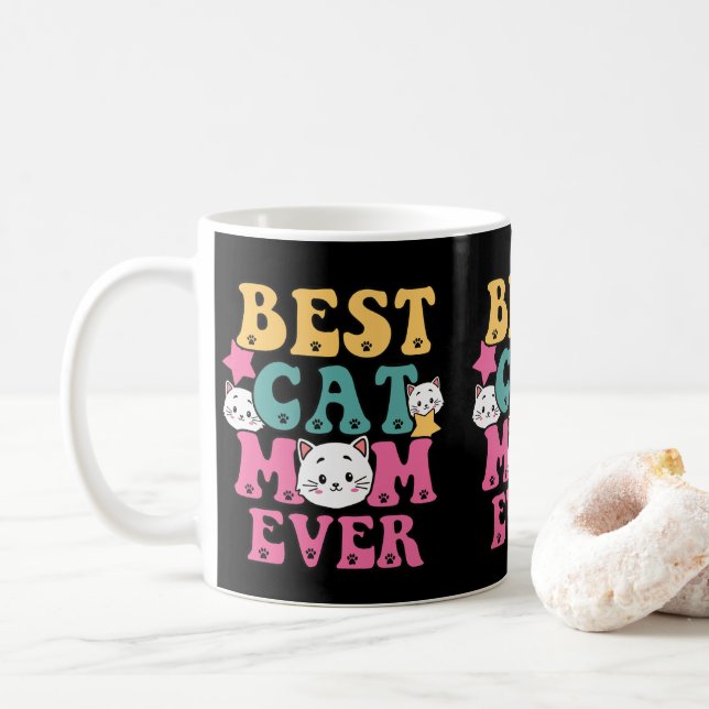 Niedliches Geschenk für Katzen Lover Beste Katze M Kaffeetasse (Mit Donut)