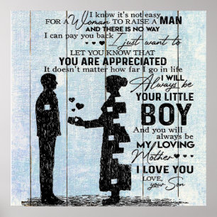 Niedliches Geschenk für Mama, Son to My Mama Lette Poster