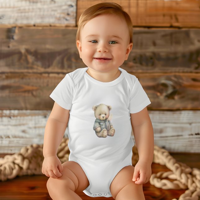 Niedliches Geschenk für Teddy Bären Individuelle N Baby Strampler (Cute Watercolor Teddy Bear Custom Name Gift Baby Bodysuit)