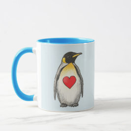 Niedliches Geschenk, King-Pinguin mit Herz, eigene Tasse