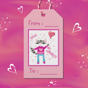Niedliches Geschenk Raccoon Valentines Geschenkanhänger