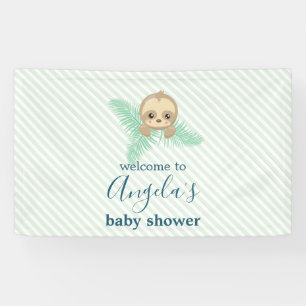 Niedliches Geschlecht Neutral Green Baby Sloth Bab Banner