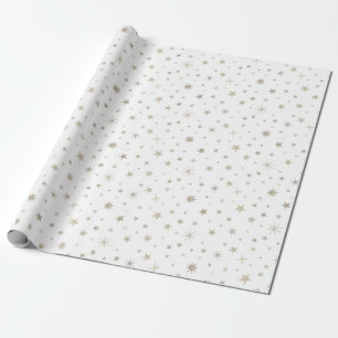 Niedliches Geschlecht Neutral White Silver Star Ba Geschenkpapier