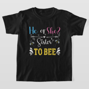 Niedliches Geschlecht offenbart Sister bee word ar T-Shirt