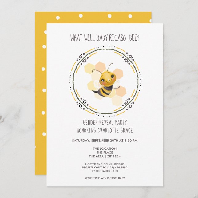 Niedliches Geschlecht zeigt auf, was Babydusche se Einladung (Vorne/Hinten)