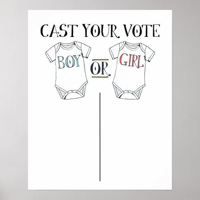 Niedliches Geschlecht zeigt Baby Voting Poster (Vorne)