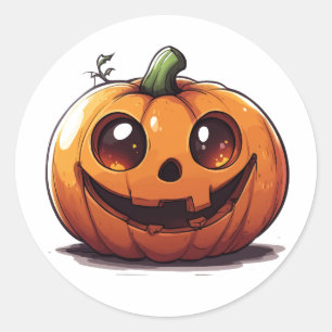 Niedliches, geschnitztes Halloween-Kürbis-Cartoon- Runder Aufkleber