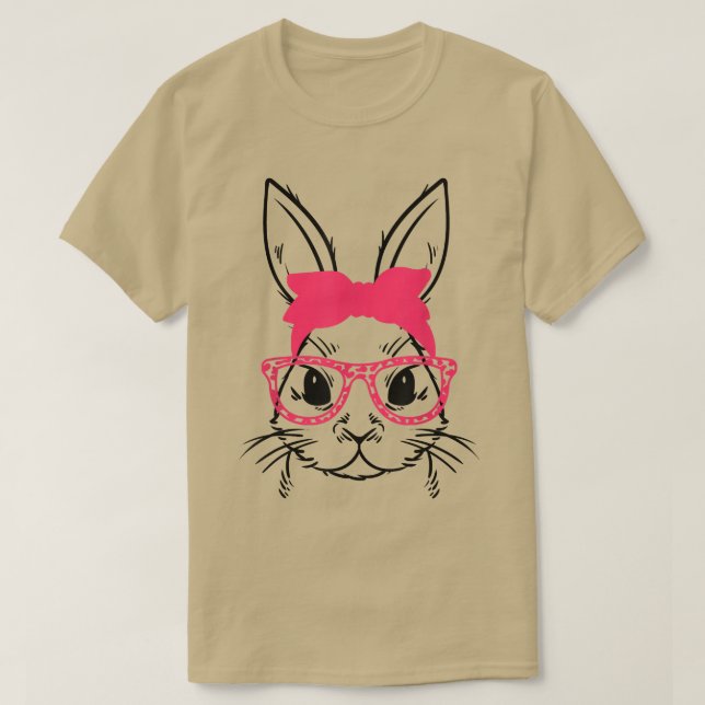 Niedliches Gesicht Bunny Rabbit Brillen Bandana Ha T-Shirt (Design vorne)