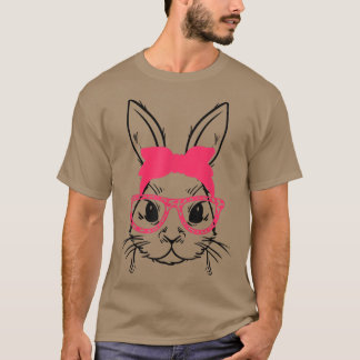 Niedliches Gesicht Bunny Rabbit Brillen Bandana Ha T-Shirt