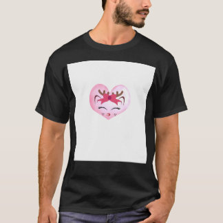 Niedliches Gesicht der Girl Rentier im Hintergrund T-Shirt
