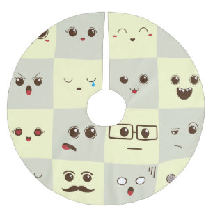 Niedliches Gesicht Polyester Weihnachtsbaumdecke