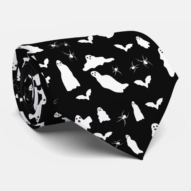 Niedliches Gespenst, Fledermäuse & Spieglein Hallo Krawatte (Gerollt)