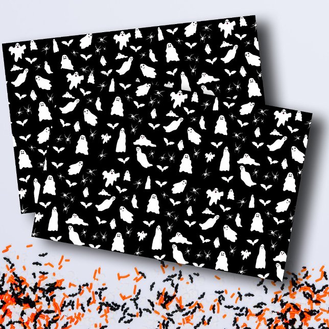 Niedliches Gespenst, Fledermäuse & Spieglein Hallo Seidenpapier (Cute Ghost, Bats & Spiders Halloween Pattern Tissue Paper)