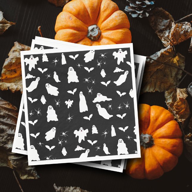 Niedliches Gespenst, Fledermäuse & Spieglein Hallo Serviette (Cute Ghost, Bats & Spiders Halloween Pattern Napkins)