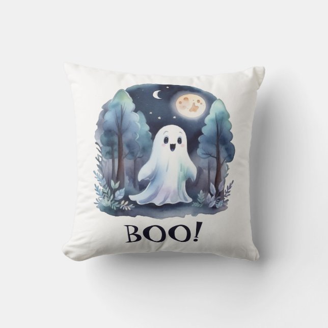 Niedliches Gespenst Geist im Wald Halloween Kissen (Vorderseite)
