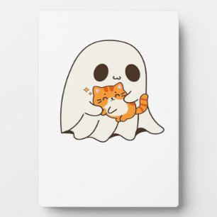 Niedliches Gespenst und Katze, Halloween Classic T Fotoplatte