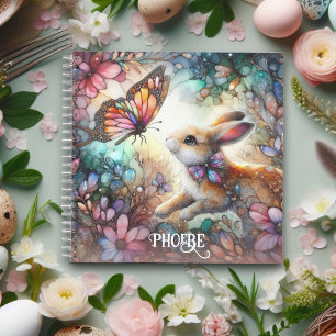 Niedliches gestanztes Glas - Bunny Floral Pink Nam Notizbuch