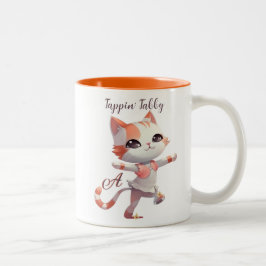 Niedliches Gestochen Tanztabellenkatze Zweifarbige Tasse