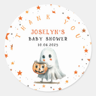Niedliches Ghost-BOO mit Star Pattern Halloween Runder Aufkleber